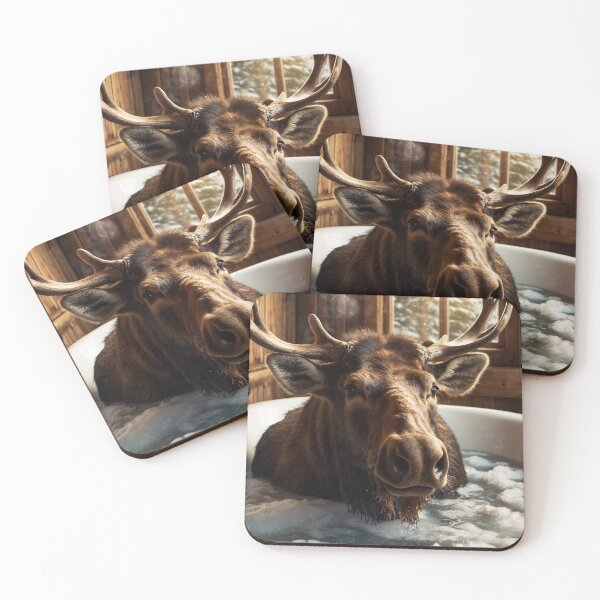 Item preview, Moose Relaxing in a Steamy Cabin Bubble Bath designed and sold by vk09.