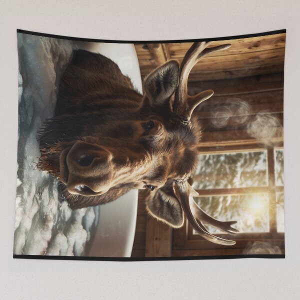 Item preview, Moose Relaxing in a Steamy Cabin Bubble Bath designed and sold by vk09.