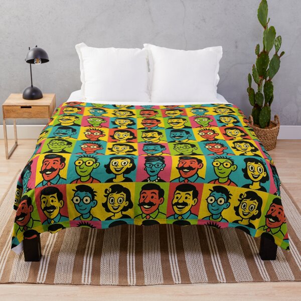 Item preview, Pop Art Retro Cartoon Faces designed and sold by weirdfishes123.