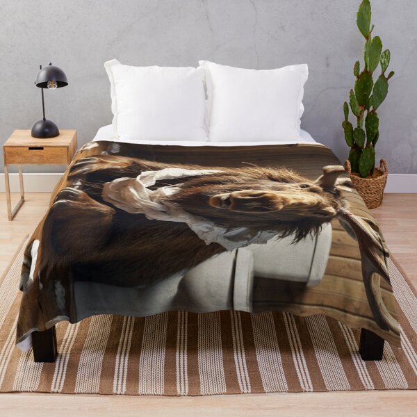 Item preview, Mischievous Moose with Toilet Paper in Rustic Bathroom designed and sold by vk09.