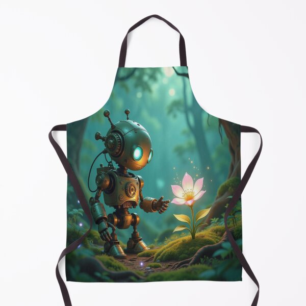 Item preview, Nature is Magic – Steampunk Robot meets glowing Flower in surreal scene designed and sold by FotoworldEdel.