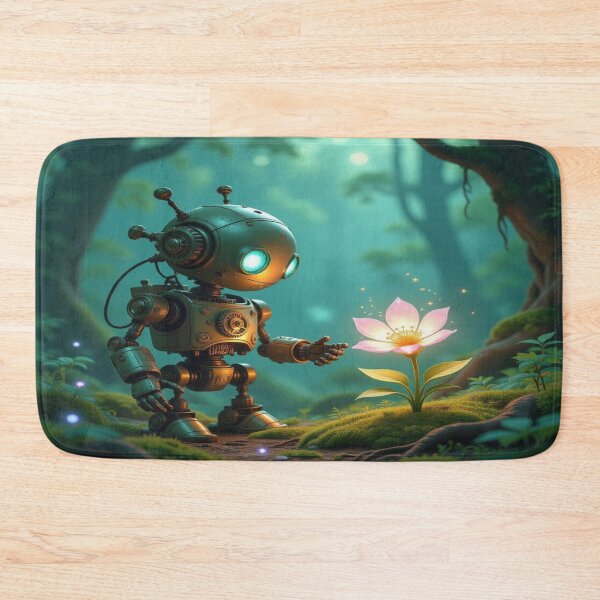 Item preview, Nature is Magic – Steampunk Robot meets glowing Flower in surreal scene designed and sold by FotoworldEdel.
