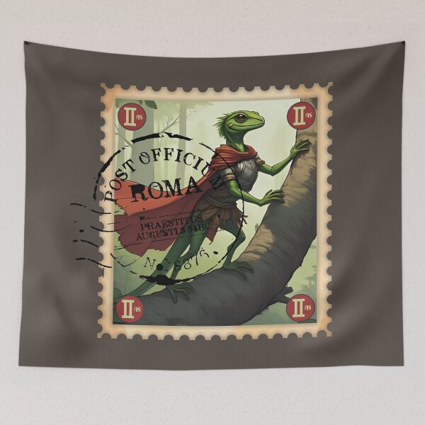 Item preview, Funny lizard ancient Rome Roman empire soldier postage stamp designed and sold by BigMRanch.