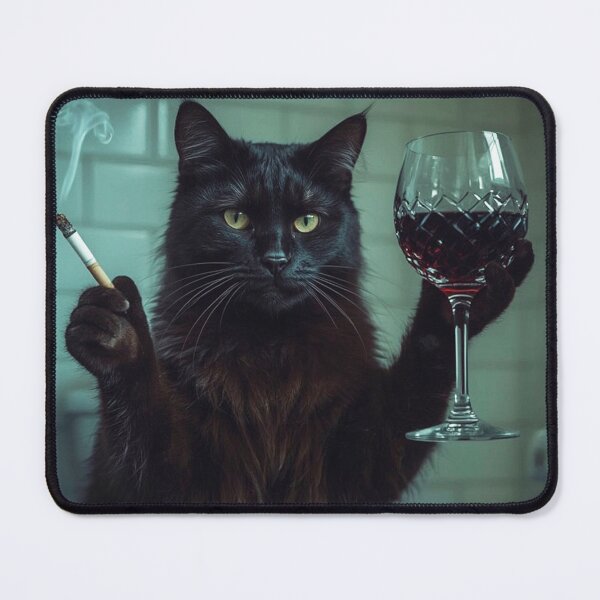 Item preview, Sophisticated Black Cat with Wine and Cigarette designed and sold by vk09.