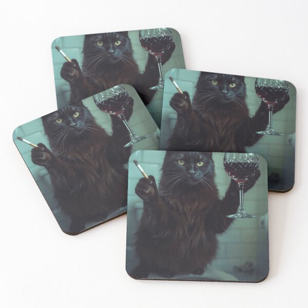 Item preview, Sophisticated Black Cat with Wine and Cigarette designed and sold by vk09.