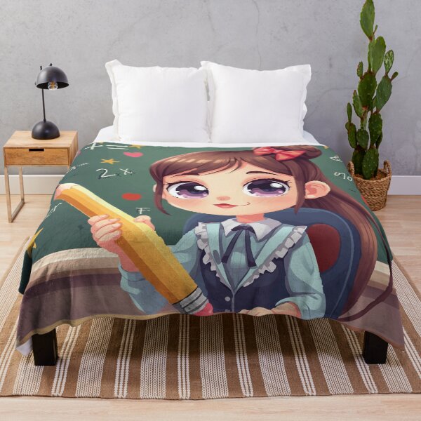 Item preview, Kawaii Teacher Girl with Big Pencil – Cute School Anime Illustration designed and sold by CheriTanya.