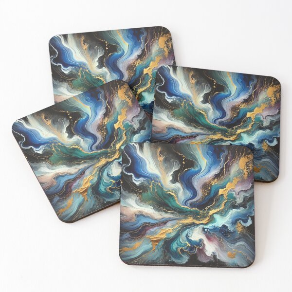 Item preview, “Cosmic Flood – Abstract Color Streams with Gold Accents” designed and sold by Zenlines by Ralf Gradl.