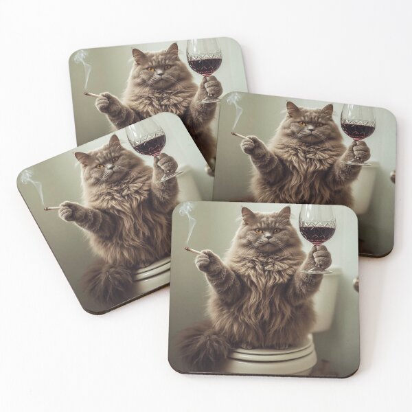 Item preview, Elegant Fluffy Cat with Wine and Cigarette designed and sold by vk09.