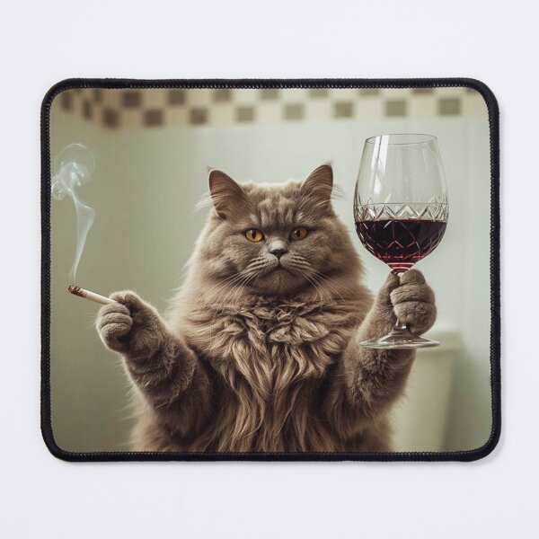 Item preview, Elegant Fluffy Cat with Wine and Cigarette designed and sold by vk09.