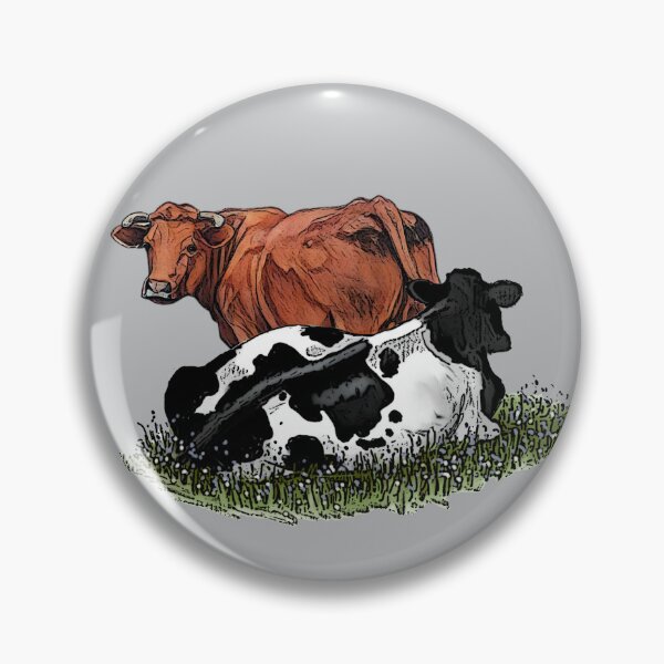 Artikelvorschau, Kühe, eine rote, eine schwarz-weiße, Holstein- und Rinderkuh-Illustration entworfen und verkauft von JoyfulWhimsy.