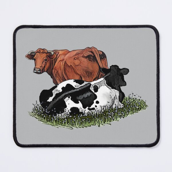 Item preview, COWS, One Red, One Black and White, Holstein and Beef Cow Illustration designed and sold by JoyfulWhimsy.