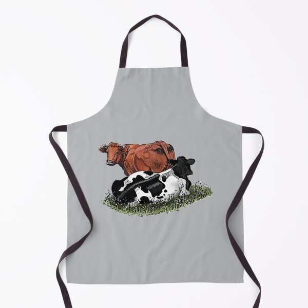 Item preview, COWS, One Red, One Black and White, Holstein and Beef Cow Illustration designed and sold by JoyfulWhimsy.
