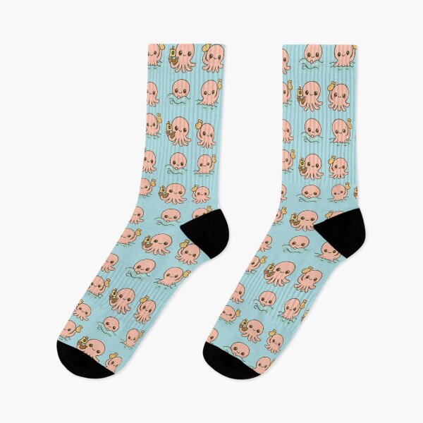 Item preview, Cute Kawaii Kraken Pattern Socks – Sockraken Giant Sea Monster designed and sold by Socktopuff.