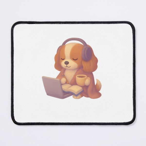 Item preview, Study Sesh Vibes – Cozy Dog with Laptop, Coffee & Headphones designed and sold by ArtByAlgorithms.