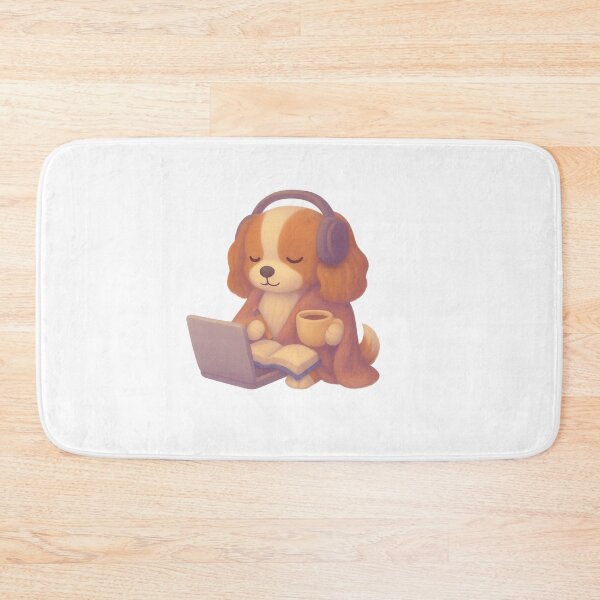 Item preview, Study Sesh Vibes – Cozy Dog with Laptop, Coffee & Headphones designed and sold by ArtByAlgorithms.
