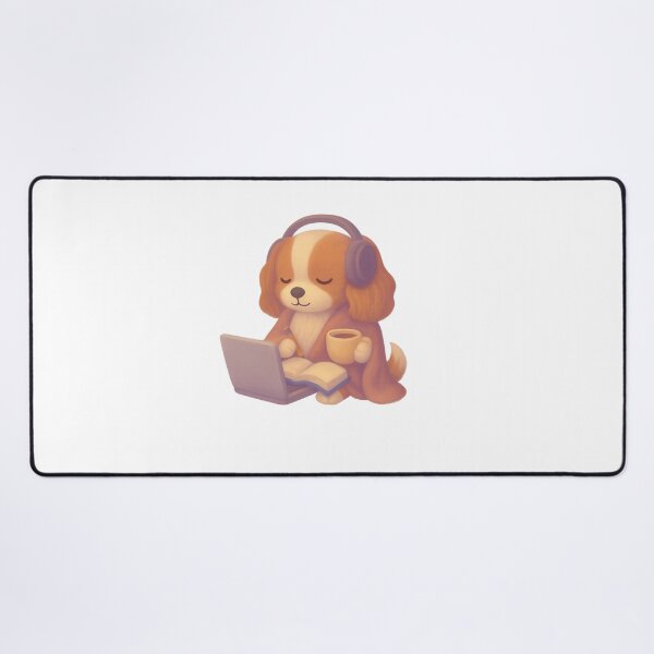 Item preview, Study Sesh Vibes – Cozy Dog with Laptop, Coffee & Headphones designed and sold by ArtByAlgorithms.