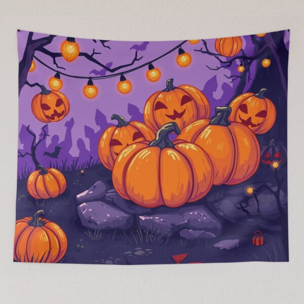 Item preview, Spooky Halloween Pumpkin Patch – Cute Jack-o’-Lantern Night Scene designed and sold by Phaio.