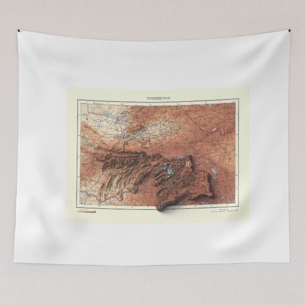 Item preview, 1966 Tajikistan Relief Map 3D digitally-rendered designed and sold by ThinkAboutMaps.