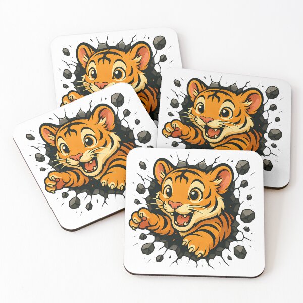 Item preview, Cute Cartoon Tiger Cub Bursting Through Wall designed and sold by InkInduldge.