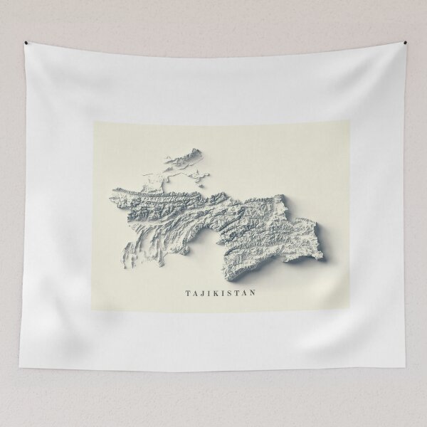 Item preview, Tajikistan Shaded Relief 3D Map digitally-rendered designed and sold by ThinkAboutMaps.