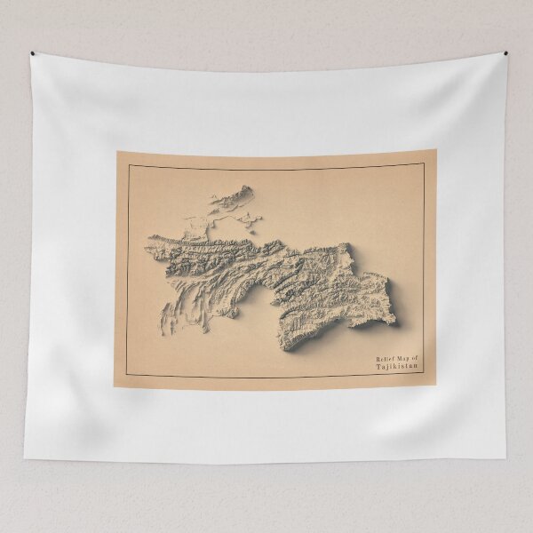 Item preview, Tajikistan Shaded Relief 3D Map digitally-rendered designed and sold by ThinkAboutMaps.