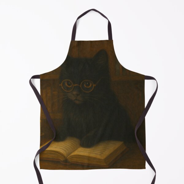 Aperçu de l'œuvre Bibliothèque Familier – Chat Noir lisant à la lueur des bougies (Dark Academia Art) créée et vendue par ArtByAlgorithms.
