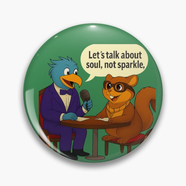 Item preview, Talkshow Vibes – Blue Bird Host and Nerdy Squirrel on a Surreal Stage designed and sold by FotoworldEdel.