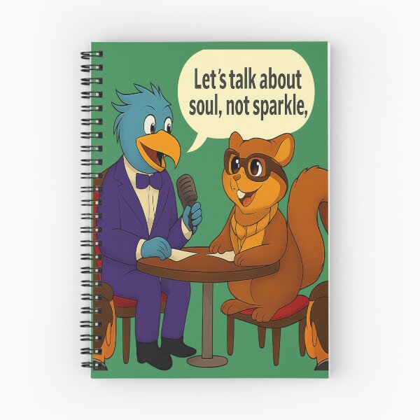 Item preview, Talkshow Vibes – Blue Bird Host and Nerdy Squirrel on a Surreal Stage designed and sold by FotoworldEdel.