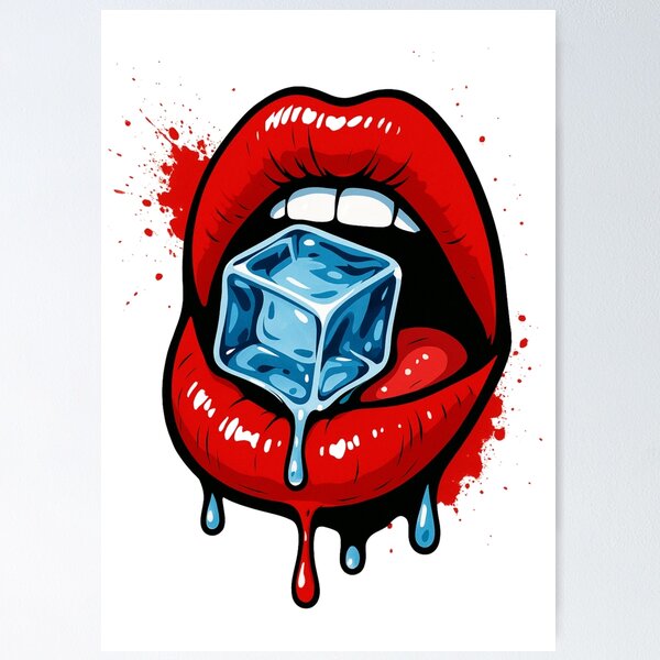 Item preview, Red Lips & Ice Cube – Pop Art Sensation designed and sold by Neon Nightmare.