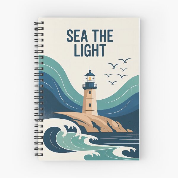Item preview, SEA THE LIGHT Nautical Typography Design – Lighthouse & Waves Art for Beach Lovers, Stickers, and T-Shirts designed and sold by Rilindi.