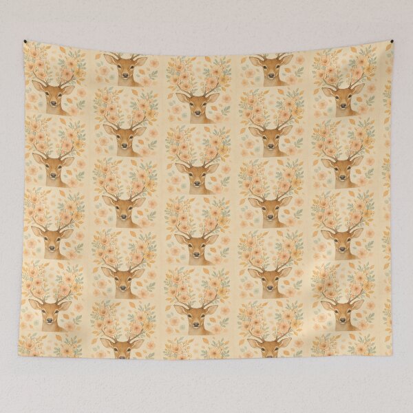Item preview, Whimsical Deer with Floral Antlers – Pastel Woodland Fantasy Art designed and sold by Psycho-Crazy.