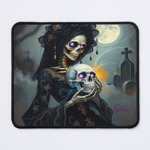 Item preview, Elegant Gothic Skeleton Lady - Black Lace Victorian Dress and Crystal Skull - Dark Fantasy Chic Art designed and sold by Ralek.
