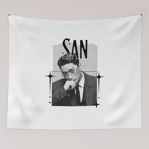 Item preview, Ateez San Kpop Boy Group Monochrome Black and White Classic Design Collage  designed and sold by HELL0WBELLO.