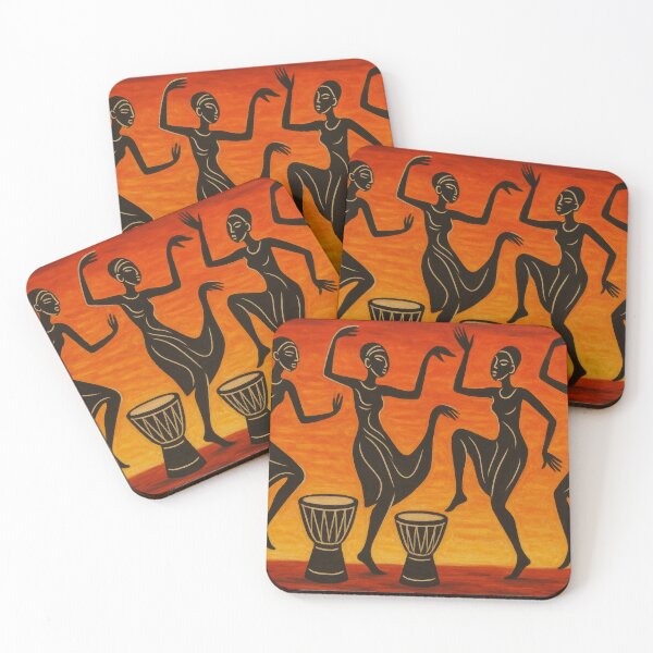 Item preview, 	African Dance Silhouette Art – Tribal Drumming Sunset designed and sold by travelhops.