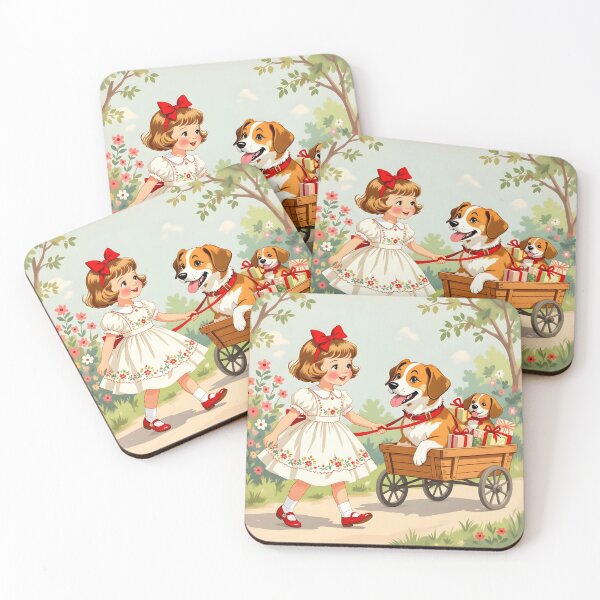 Item preview, Happy Birthday. Vintage girl with dogs. designed and sold by SoniaSarkali.