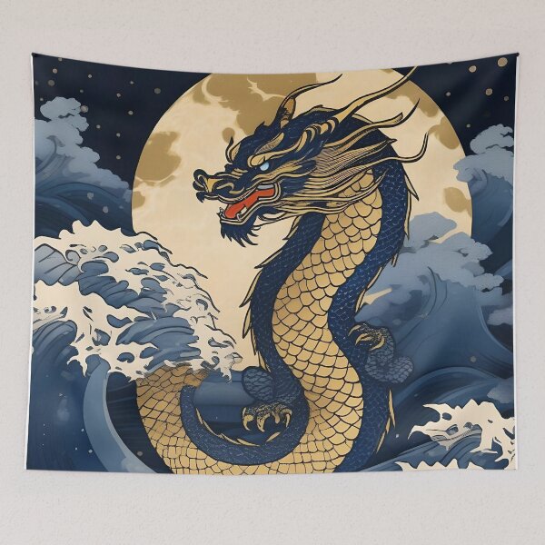 Artikelvorschau, Goldener Monddrache – Vintage Ukiyo-e japanische Kunst entworfen und verkauft von Vandy Fullam.