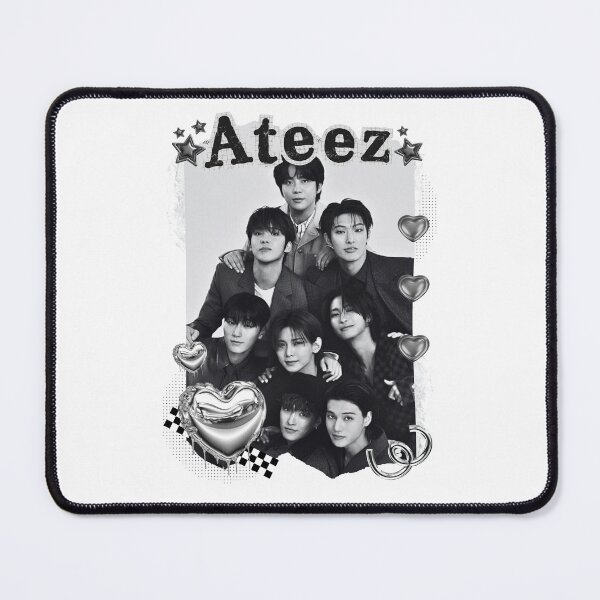 Item preview, Ateez Kpop Boy Group Black and White Collage Design designed and sold by AJUNICE STUDIO.