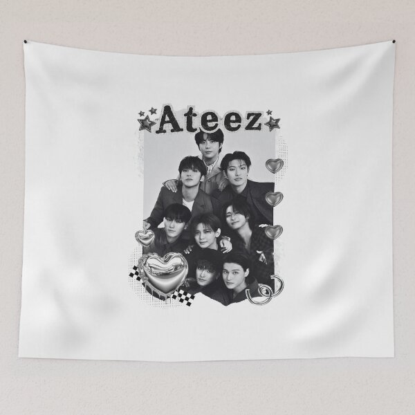 Item preview, Ateez Kpop Boy Group Black and White Collage Design designed and sold by AJUNICE STUDIO.