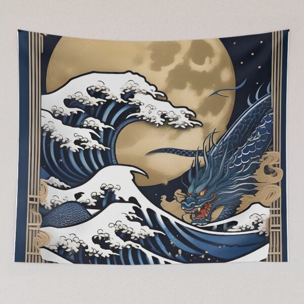 Item preview, Indigo Sky Gold Dragon – Edo Period Woodblock Print designed and sold by Vandy Fullam.