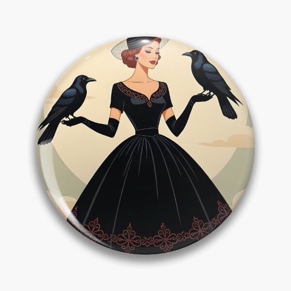 Item preview, Goddess Morrigan with Raven.1950s. Vintage. designed and sold by SoniaSarkali.