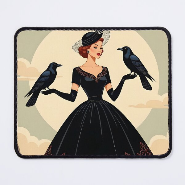 Item preview, Goddess Morrigan with Raven.1950s. Vintage. designed and sold by SoniaSarkali.