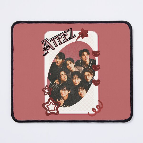 Item preview, Ateez Kpop Boy Group Card Red Aesthetic Collage Design designed and sold by AJUNICE STUDIO.