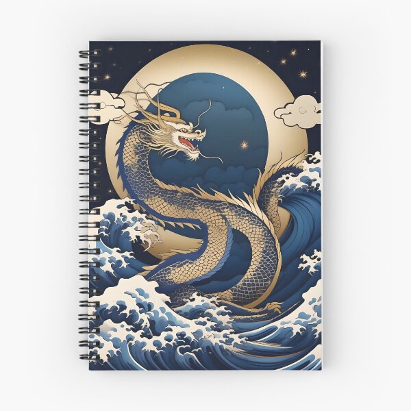 Item preview, Fierce Golden Dragon in Waves – Retro Japanese Design designed and sold by Vandy Fullam.