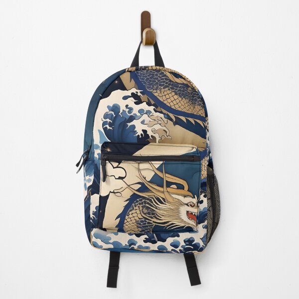 Item preview, Fierce Golden Dragon in Waves – Retro Japanese Design designed and sold by Vandy Fullam.