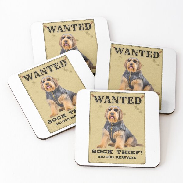 Item preview, Funny Otterhound WANTED Poster – Sock Thief in Sunglasses & Leather Jacket designed and sold by Fredster1966.