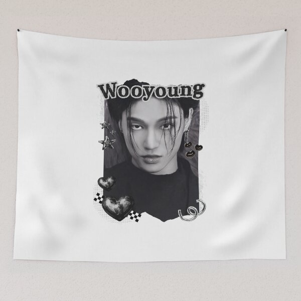 Item preview, Ateez Wooyoung Kpop Boy Group Black and White Collage Design designed and sold by AJUNICE STUDIO.