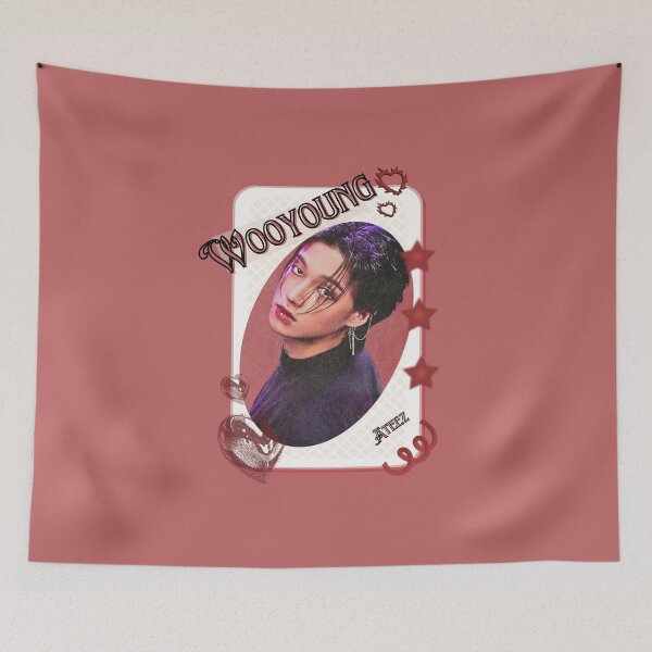 Item preview, Ateez Wooyoung Kpop Boy Group Card Red Aesthetic Collage Design designed and sold by AJUNICE STUDIO.