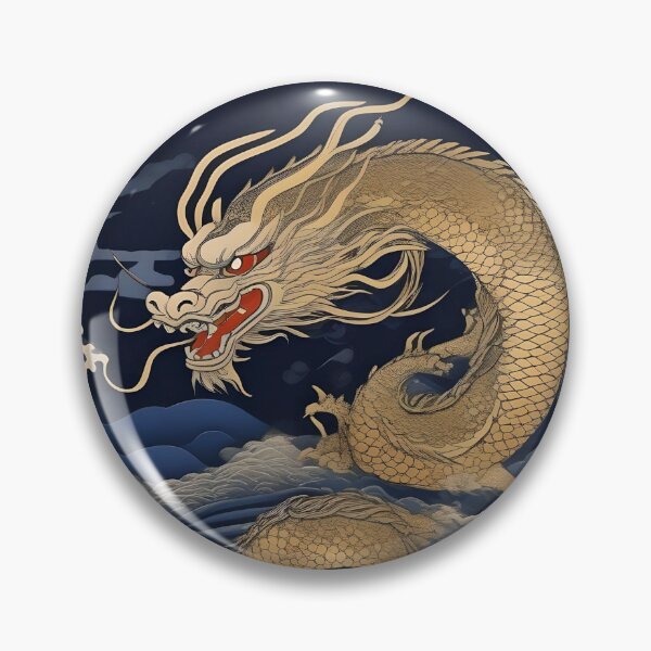 Artikelvorschau, Mondbeschienener Golddrache – Traditionelle Ukiyo-e-Fantasy-Kunst entworfen und verkauft von Vandy Fullam.