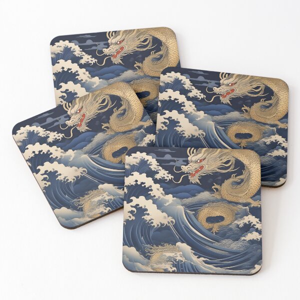 Item preview, Moonlit Gold Dragon – Traditional Ukiyo-e Fantasy Art designed and sold by Vandy Fullam.