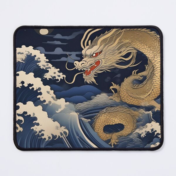 Item preview, Moonlit Gold Dragon – Traditional Ukiyo-e Fantasy Art designed and sold by Vandy Fullam.